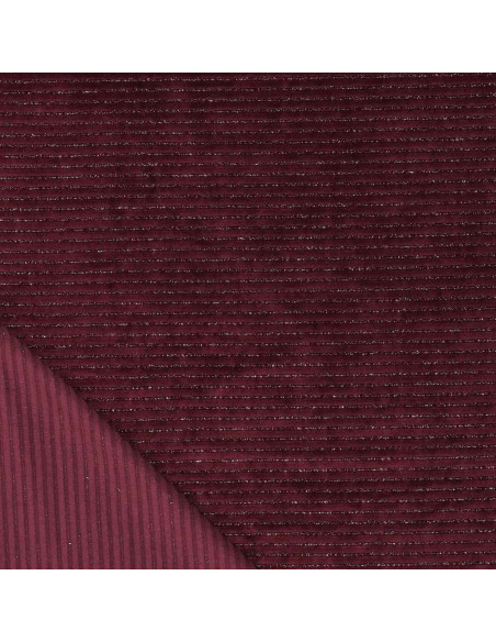 Tissu velours rayé lurex - Bordeaux