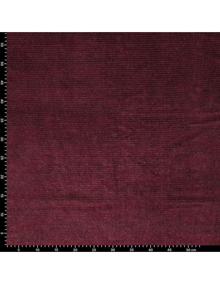 Tissu velours rayé lurex - Bordeaux