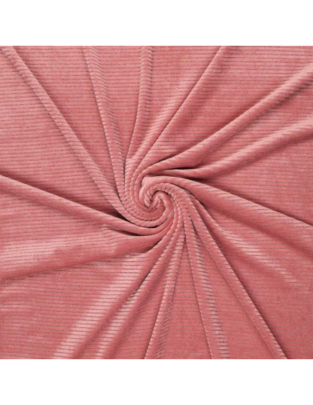 Tissu velours rayé lurex - Vieux rose