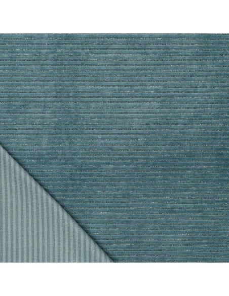 Tissu velours rayé lurex - Gris bleu