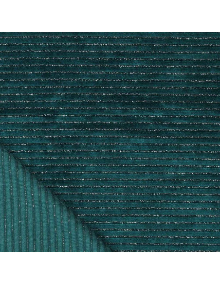 Tissu velours rayé lurex - Bleu pétrole