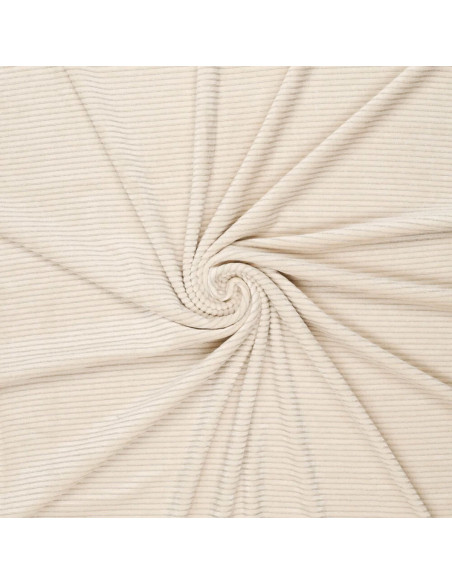 Tissu velours rayé lurex - Blanc cassé
