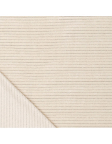 Tissu velours rayé lurex - Blanc cassé