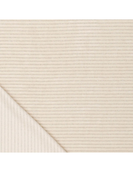Tissu velours rayé lurex - Blanc cassé