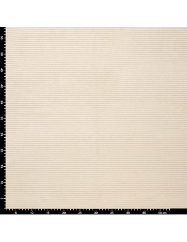 Tissu velours rayé lurex - Blanc cassé