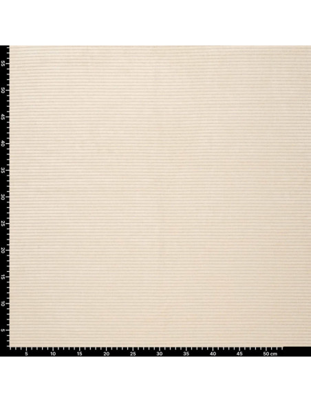 Tissu velours rayé lurex - Blanc cassé