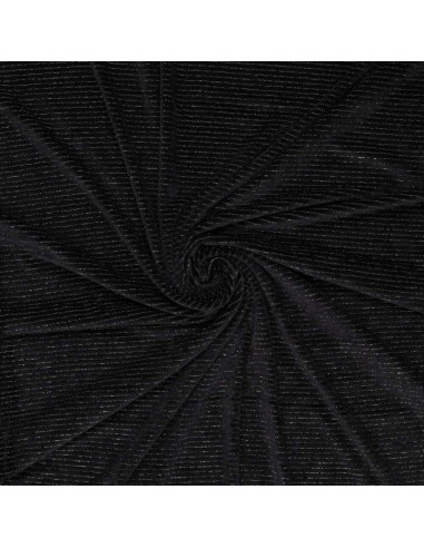 Tissu velours rayé lurex - Noir