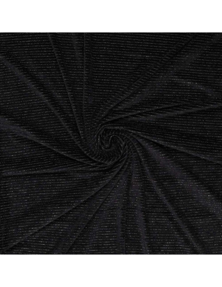 Tissu velours rayé lurex - Noir