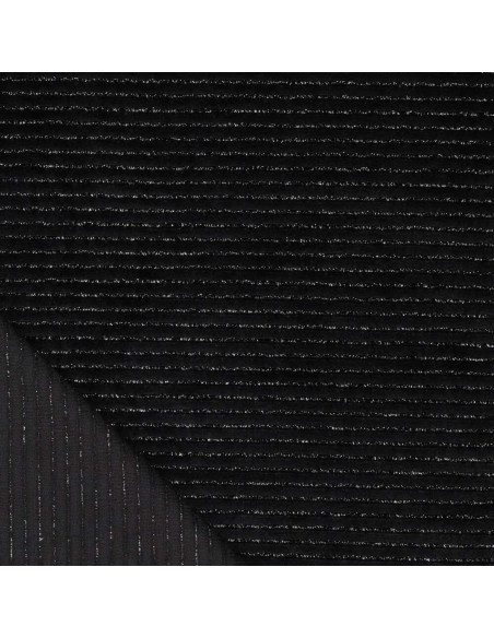 Tissu velours rayé lurex - Noir