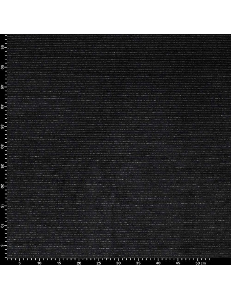 Tissu velours rayé lurex - Noir