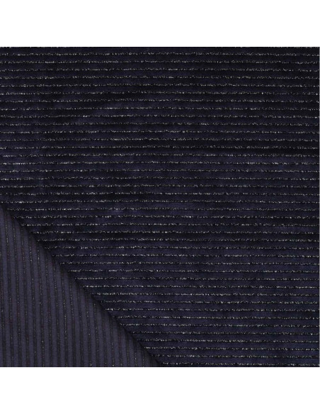 Tissu velours rayé lurex - Bleu marine