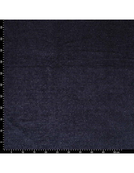 Tissu velours rayé lurex - Bleu marine