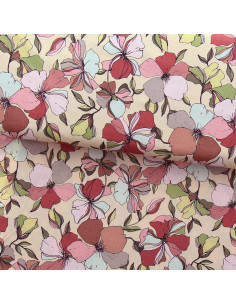 Tissu viscose fantaisie - Yze abricot et rose