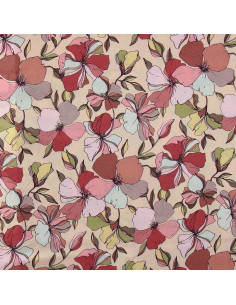 Tissu viscose fantaisie - Yze abricot et rose 2