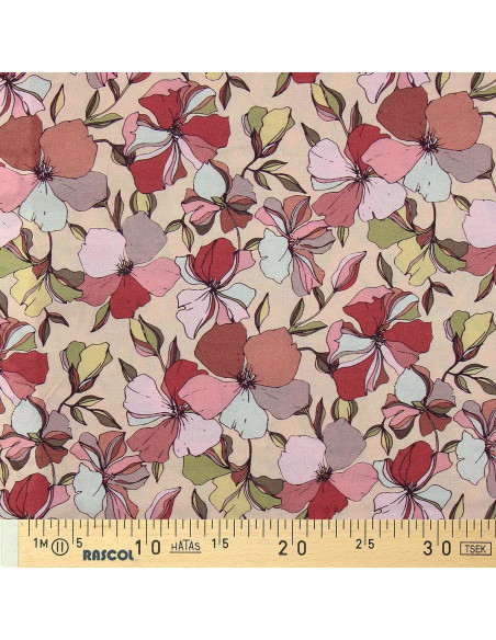 Tissu viscose fantaisie - Yze abricot et rose