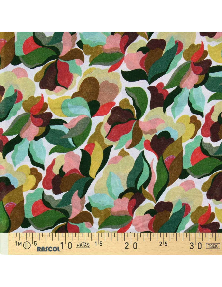 Tissu viscose fantaisie - Abiva pétale et vert