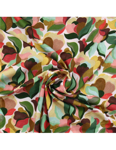 Tissu viscose fantaisie - Abiva pétale et vert