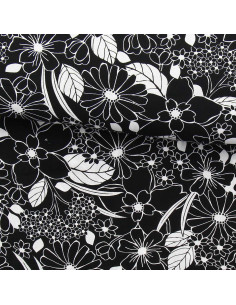 Tissu viscose fantaisie - Joelle noir et blanc