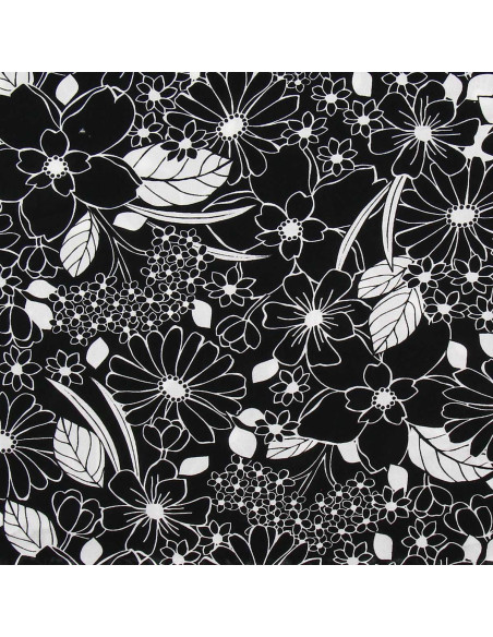 Tissu viscose fantaisie - Joelle noir et blanc
