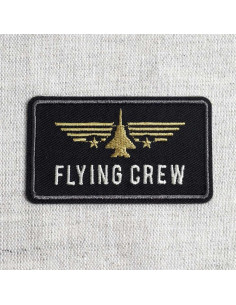 Écusson thermocollant Flying Crew avion - Noir et or
