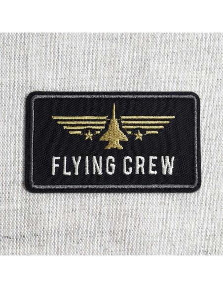 Écusson thermocollant Flying Crew avion - Noir et or