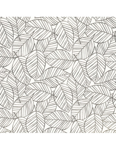 Tissu popeline de coton fantaisie - Feuille gris