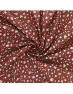 Tissu popeline de coton fantaisie - Ombelle marron