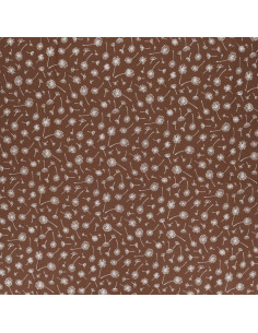 Tissu popeline de coton fantaisie - Ombelle marron 2