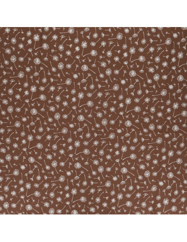 Tissu popeline de coton fantaisie - Ombelle marron