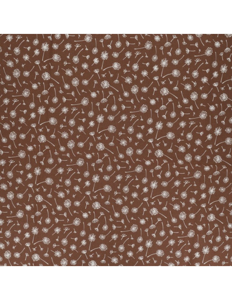 Tissu popeline de coton fantaisie - Ombelle marron