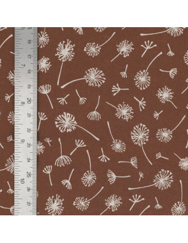 Tissu popeline de coton fantaisie - Ombelle marron