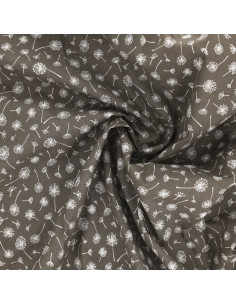 Tissu popeline de coton fantaisie - Ombelle taupe