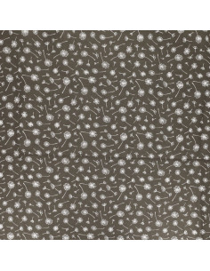 Tissu popeline de coton fantaisie - Ombelle taupe 2