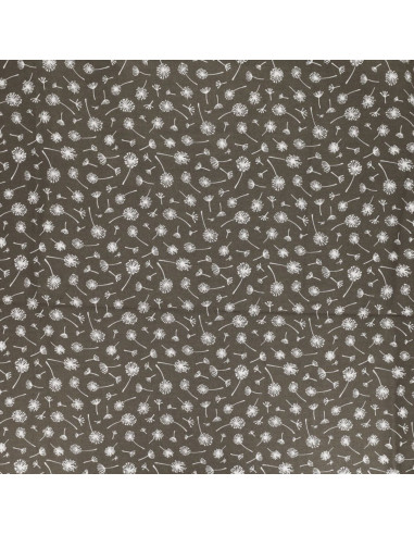 Tissu popeline de coton fantaisie - Ombelle taupe