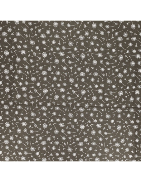 Tissu popeline de coton fantaisie - Ombelle taupe
