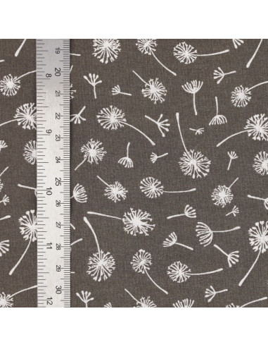 Tissu popeline de coton fantaisie - Ombelle taupe