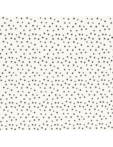 Tissu popeline de coton fantaisie - Étoile noir
