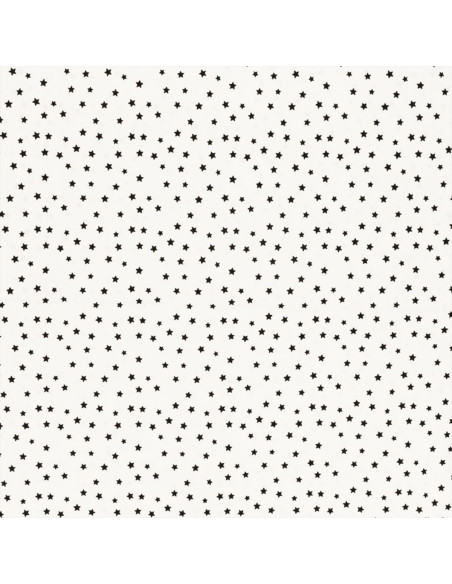 Tissu popeline de coton fantaisie - Étoile noir