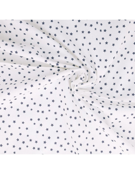 Tissu popeline de coton fantaisie - Étoile indigo