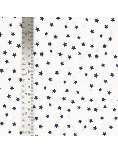 Tissu popeline de coton fantaisie - Étoile indigo