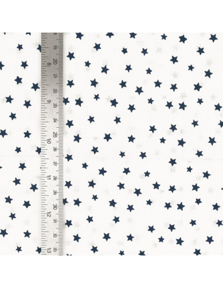 Tissu popeline de coton fantaisie - Étoile indigo