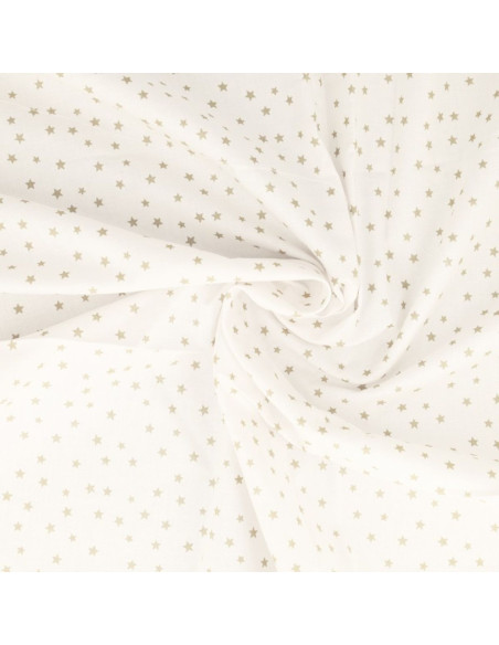 Tissu popeline de coton fantaisie - Étoile galet