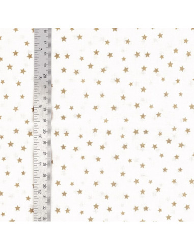 Tissu popeline de coton fantaisie - Étoile galet