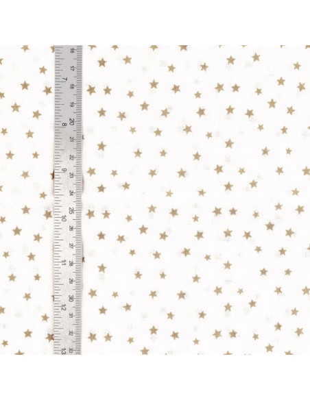 Tissu popeline de coton fantaisie - Étoile galet