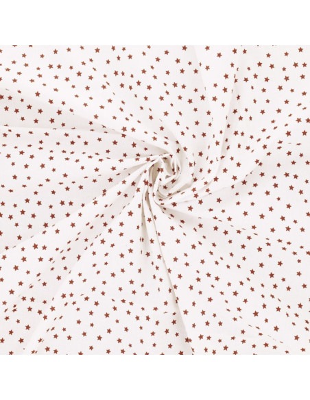 Tissu popeline de coton fantaisie - Étoile marron