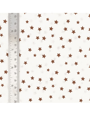 Tissu popeline de coton fantaisie - Étoile marron