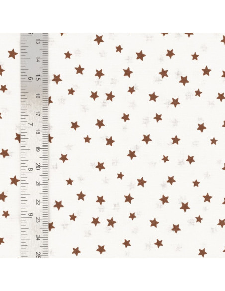 Tissu popeline de coton fantaisie - Étoile marron