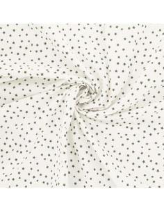 Tissu popeline de coton fantaisie - Étoile kaki