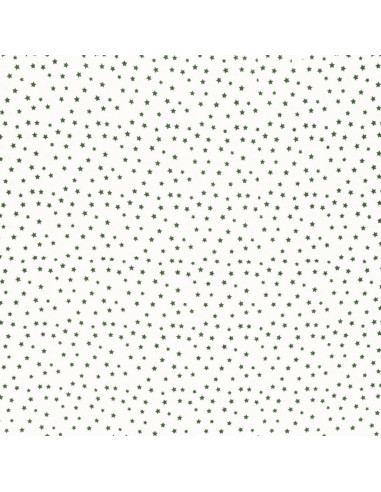 Tissu popeline de coton fantaisie - Étoile kaki