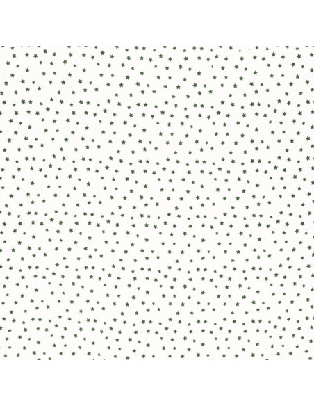 Tissu popeline de coton fantaisie - Étoile kaki